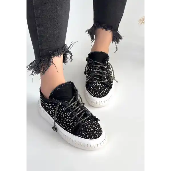 Guji Siyah Kot Bağcıklı Spor Ayakkabı