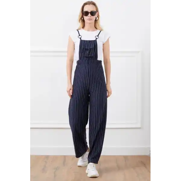 İp askılı beli lastikli tulum