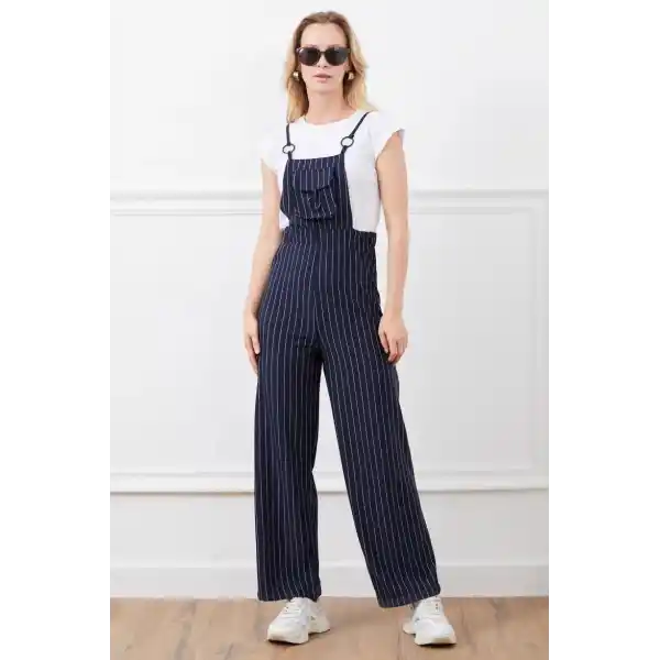 İp askılı beli lastikli tulum