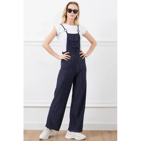 İp askılı beli lastikli tulum