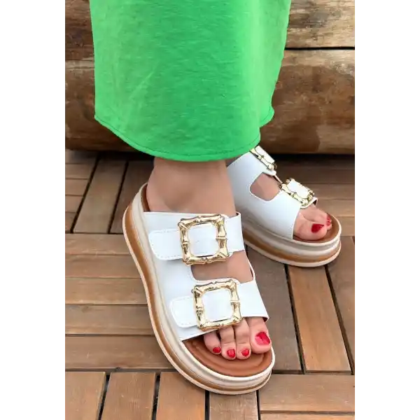 Jalli Beyaz Cilt Terlik