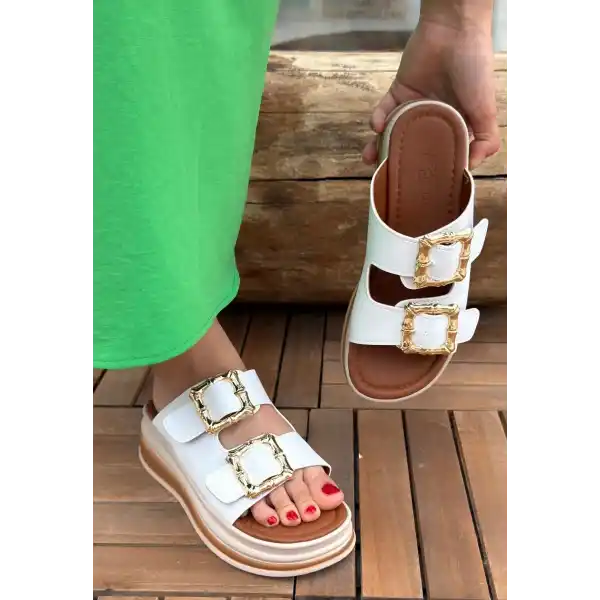 Jalli Beyaz Cilt Terlik