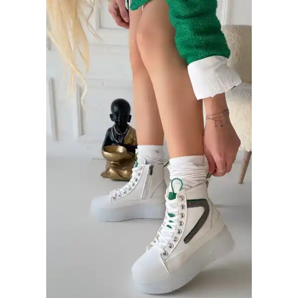 Joila Beyaz Cilt Yeşil Detaylı Bot