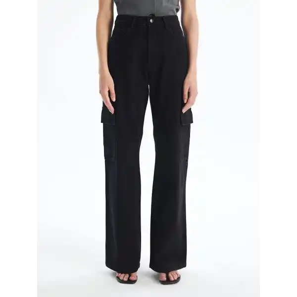 Kargo cep jeans pantolon siyah