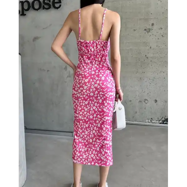 Kaşkorse Desenli askılı elbise