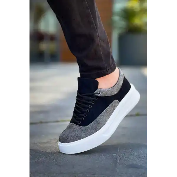 KB-005 Kuback Siyah Gri Süet Bağcıklı  Günlük Erkek  Ayakkabı