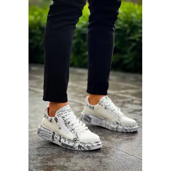 KB-02  Kuback Bağcıklı Crocodile Beyaz Gazete Günlük Erkek Ayakkabı