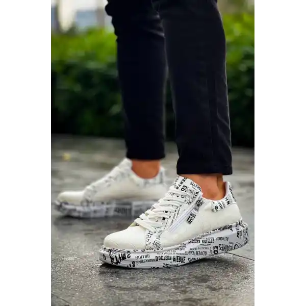 KB-02  Kuback Bağcıklı Crocodile Beyaz Gazete Günlük Erkek Ayakkabı