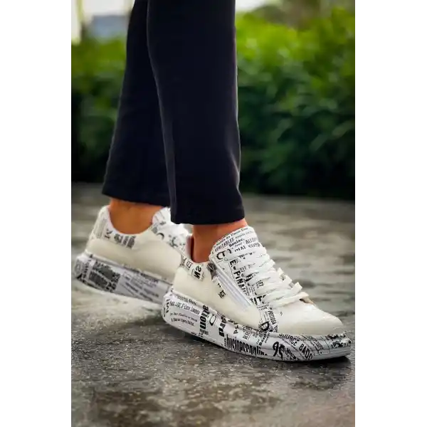 KB-02  Kuback Bağcıklı Crocodile Beyaz Gazete Günlük Erkek Ayakkabı