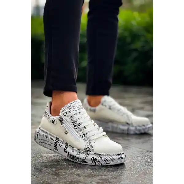 KB-02  Kuback Bağcıklı Crocodile Beyaz Gazete Günlük Erkek Ayakkabı