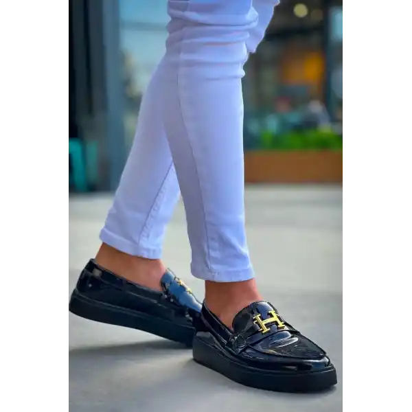 KB-027  Kuback  Bağcıksız Kömür Rugan H Günlük Erkek Ayakkabı