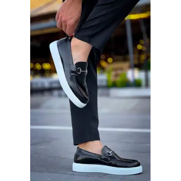 KB-027  Kuback Bağcıksız Siyah Rugan G Günlük Erkek Ayakkabı
