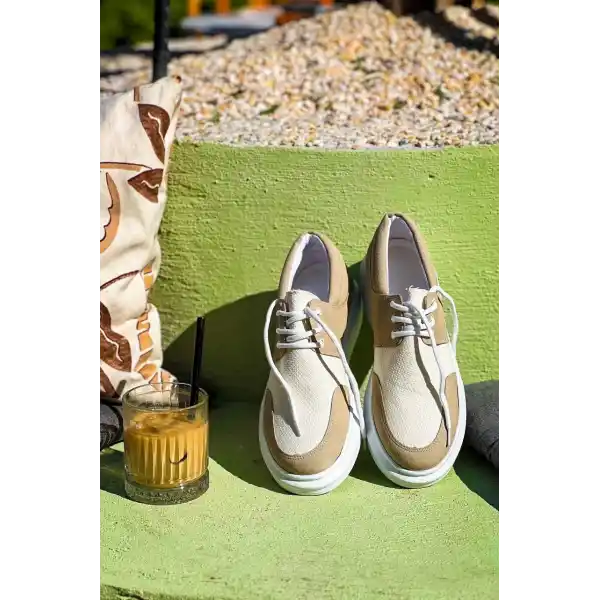 KB-042  Kuback Bağcıklı Bej Günlük Erkek Ayakkabı