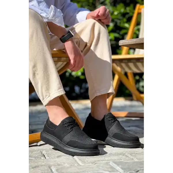 KB-042  Kuback Bağcıklı  Siyah Deri Tozu Siyah Taban Günlük Erkek Ayakkabı