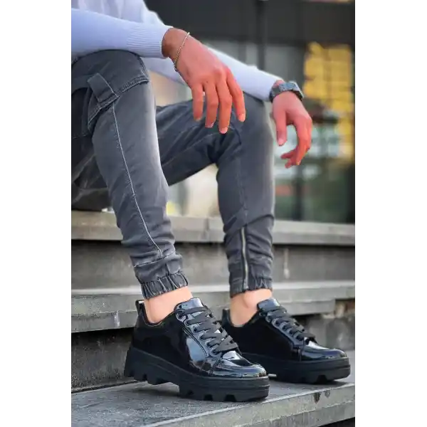KB-056 Kuback Siyah Rugan Siyah Yüksek Taban Günlük Spor Ayakkabı
