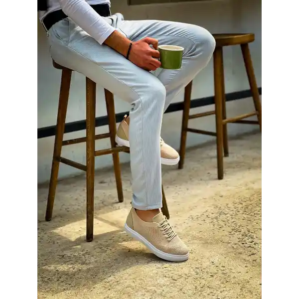 KB-101 Kuback Bej Triko Bağcıklı Günlük Erkek Ayakkabı