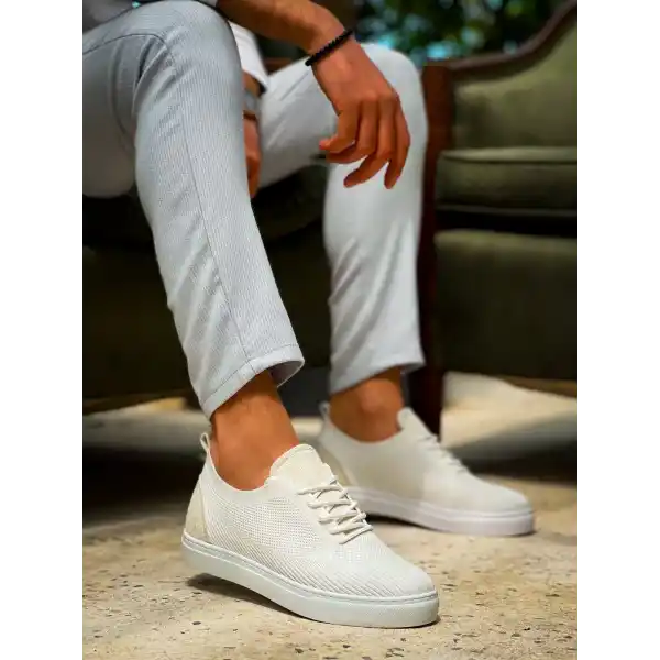 KB-101 Kuback Beyaz Triko Bağcıklı Günlük Erkek Ayakkabı