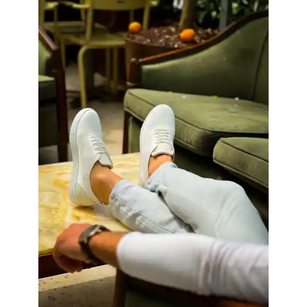 KB-101 Kuback Beyaz Triko Bağcıklı Günlük Erkek Ayakkabı