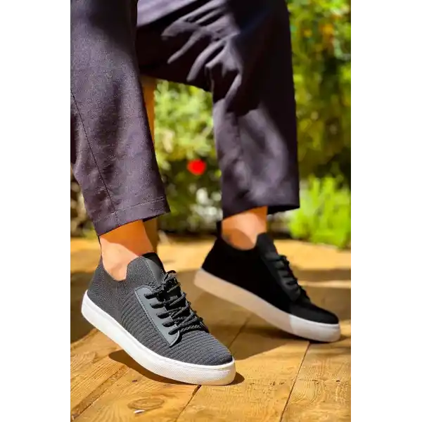 KB-110  Kuback BACK Siyah Triko Yüksek Taban Bağcıklı Günlük Erkek Ayakkabı