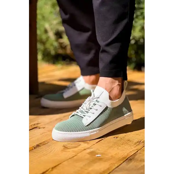 KB-110  Kuback Yeşil Triko Yüksek Taban Bağcıklı Günlük Erkek Ayakkabı