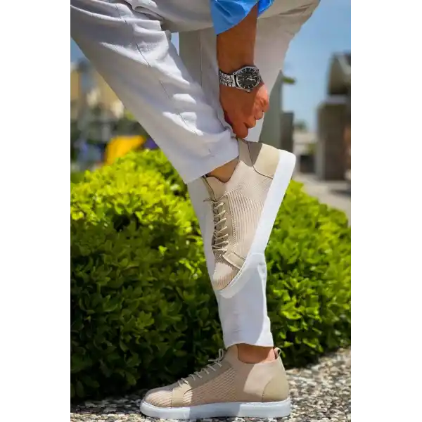 KB-112   Kuback Bej Triko Bağcıklı  Günlük Erkek  Ayakkabı