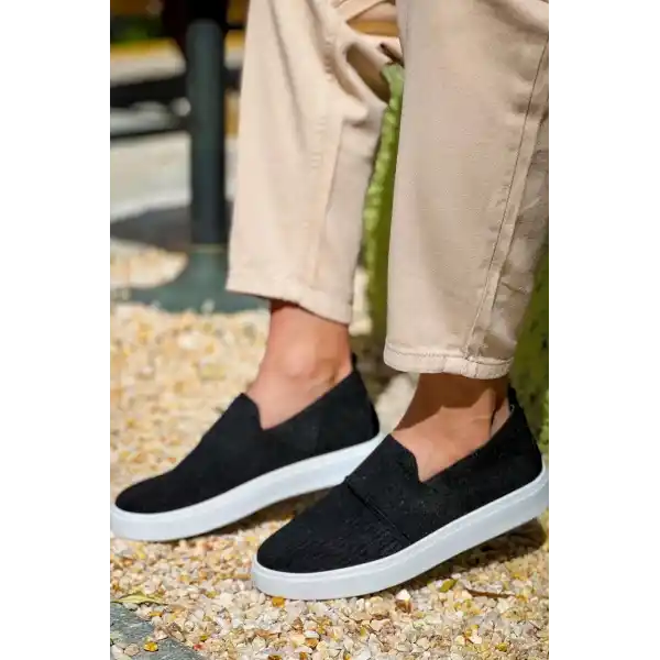 KB-114  Kuback Siyah Triko Yüksek Taban Bağcıksız Günlük Erkek Ayakkabı