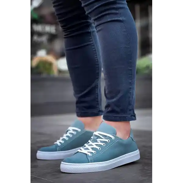 KB-122  Kuback  Bebe Mavi Süet Yüksek Taban Bağcıklı Günlük Erkek Ayakkabı