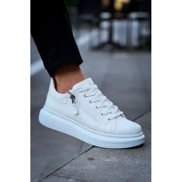 KB-309  Kuback Beyaz Fermuar Ve Bağcıklı  Günlük Erkek  Ayakkabı