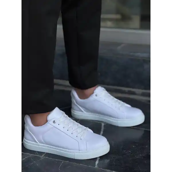 KB-BX1  Kuback Beyaz Cilt Yüksek Beyaz Taban Günlük Erkek Ayakkabı