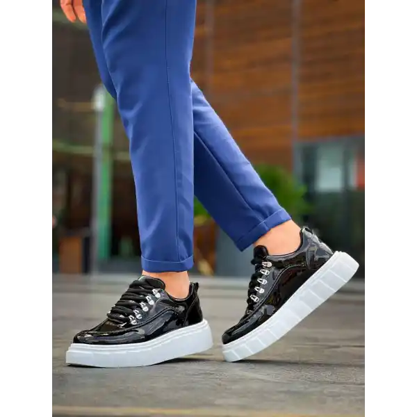 KB-X10 Kuback Siyah Rugan Beyaz Yüksek Taban Günlük Spor Ayakkabı