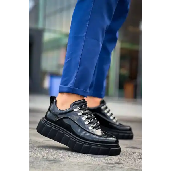 KB-X10 Kuback Siyah Rugan Siyah Yüksek Taban Günlük Spor Ayakkabı