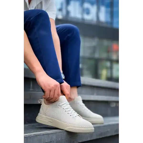 KB-X204 Kuback Bej Keten Bej Yüksek Taban Günlük Erkek Spor Ayakkabı