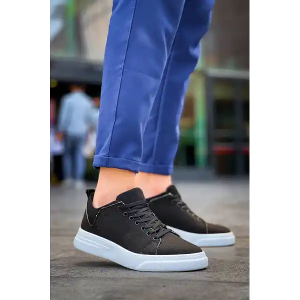 KB-X204 Kuback Siyah Keten Beyaz Yüksek Taban Günlük Erkek Spor Ayakkabı