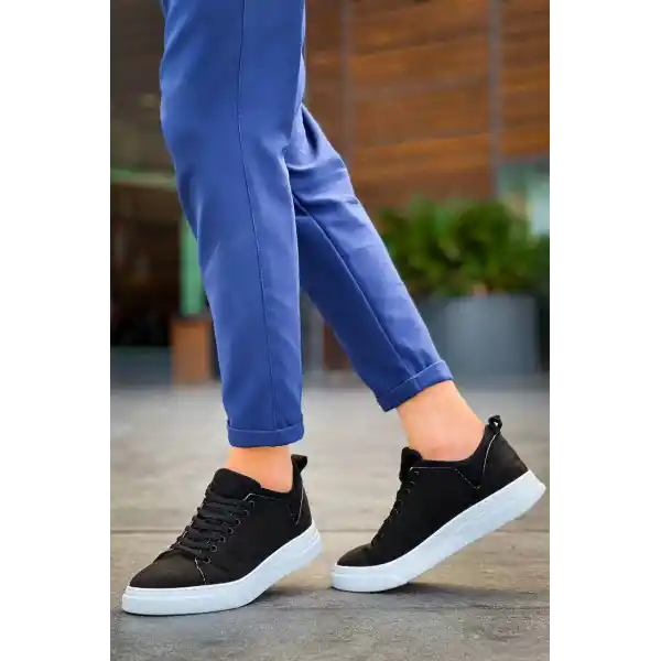 KB-X204 Kuback Siyah Keten Beyaz Yüksek Taban Günlük Erkek Spor Ayakkabı