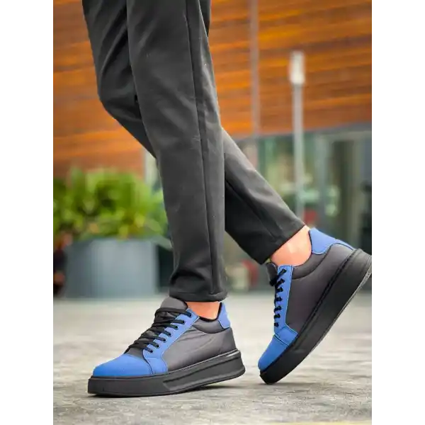 KB-X46 Kuback Siyah Sax Mavi Yüksek Siyah Taban Günlük Spor Ayakkabı