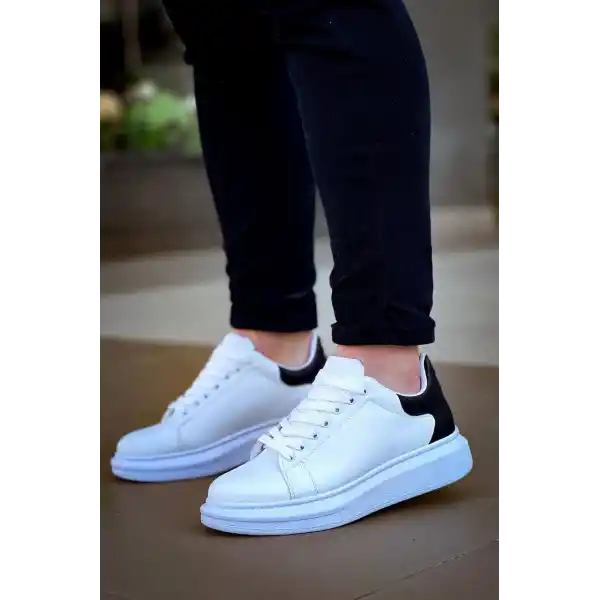 KB-X500  Kuback Bağcıklı Beyaz Siyah  Günlük Erkek Ayakkabı