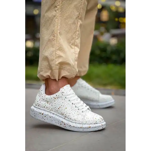 KB-X500  Kuback Beyaz Gold  Bağcıklı  Günlük Erkek  Ayakkabı