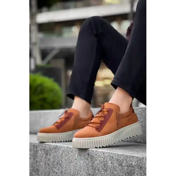 KB-X502  Kuback Taba Süet Yüksek Bej Taban Bağcık Detaylı Lastikli Günlük Erkek Ayakkabı