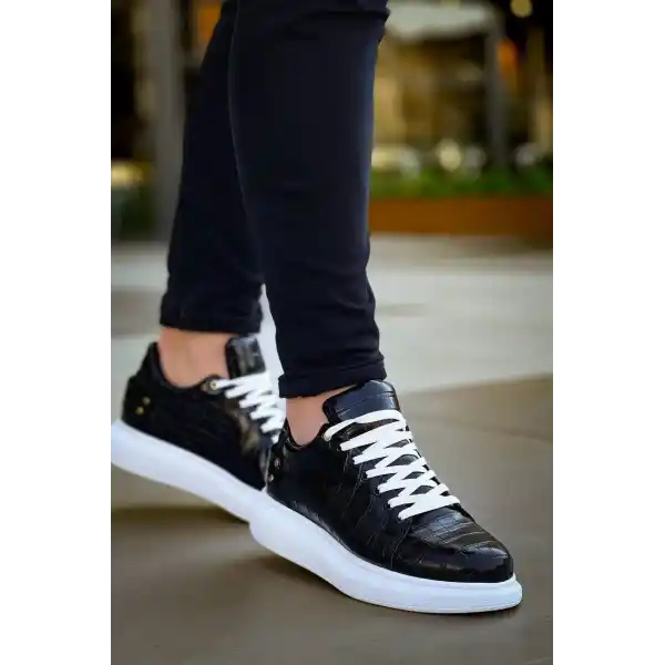 KB047  Kuback SİYAH Crocodile Günlük Erkek  Ayakkabı