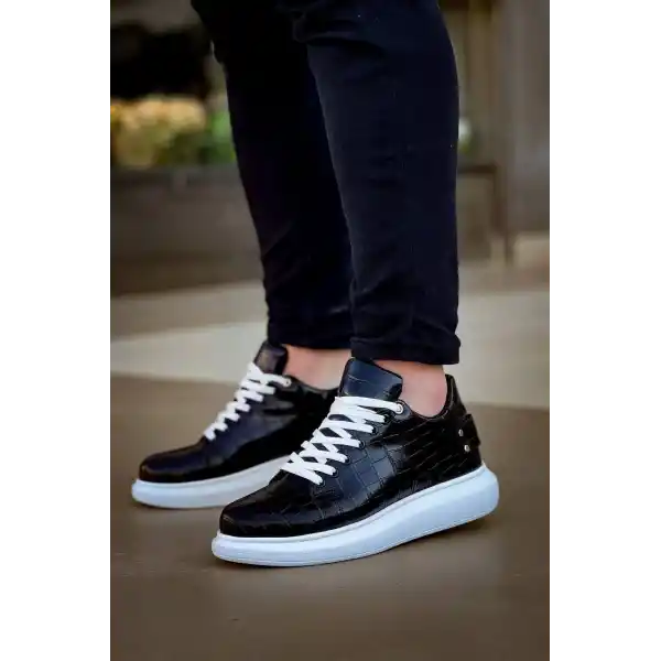 KB047  Kuback SİYAH Crocodile Günlük Erkek  Ayakkabı