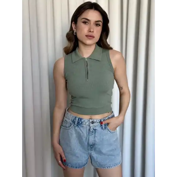 Kısa fermuarlı crop