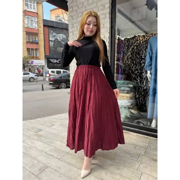 Kraş etek bordo