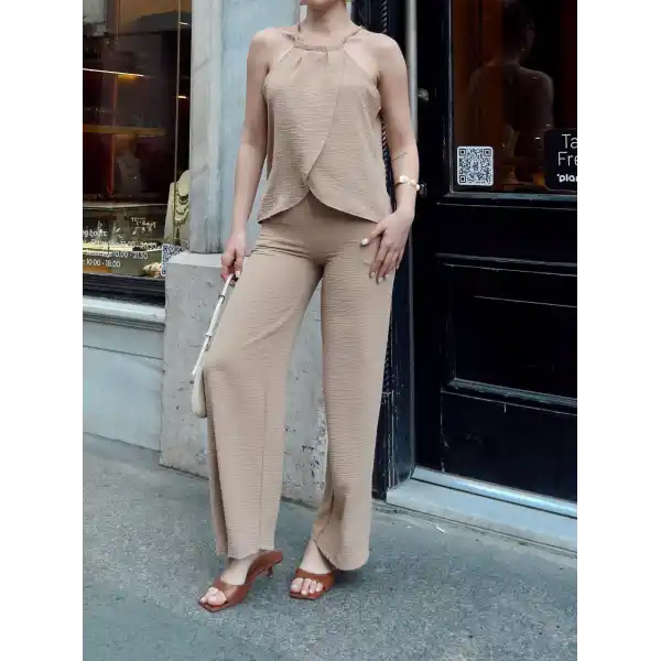 Kruvaze takım ayrobin bej s054