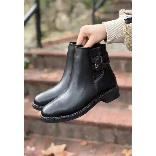 Lexi Siyah Cilt Topuklu Bot