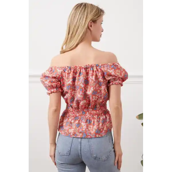 Madonna yaka çiçekli bluz