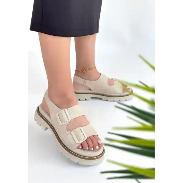 Milta Bej Nubuk Sandalet