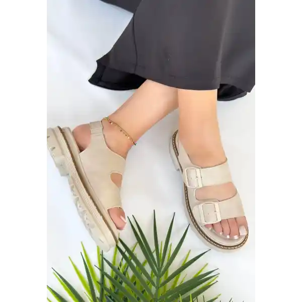 Milta Bej Nubuk Sandalet