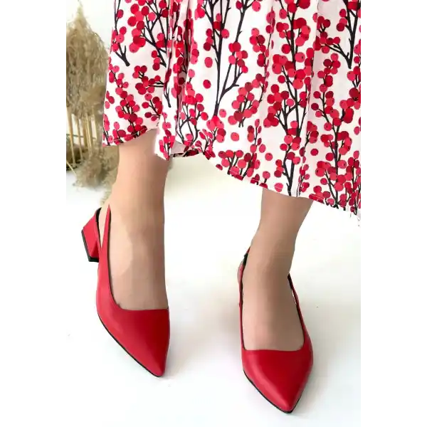 Morji Kırmızı Cilt Topuklu Ayakkabı