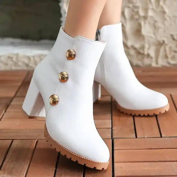 Morli Beyaz Cilt Topuklu Bot