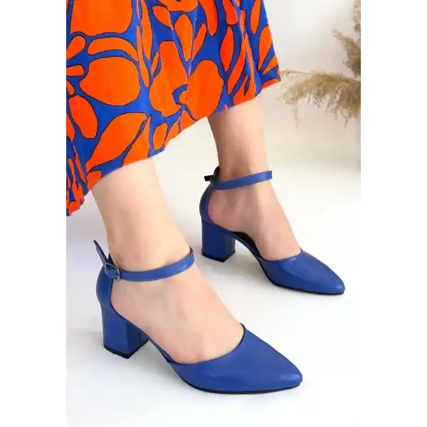 Mulen Mavi Cilt Topuklu Ayakkabı